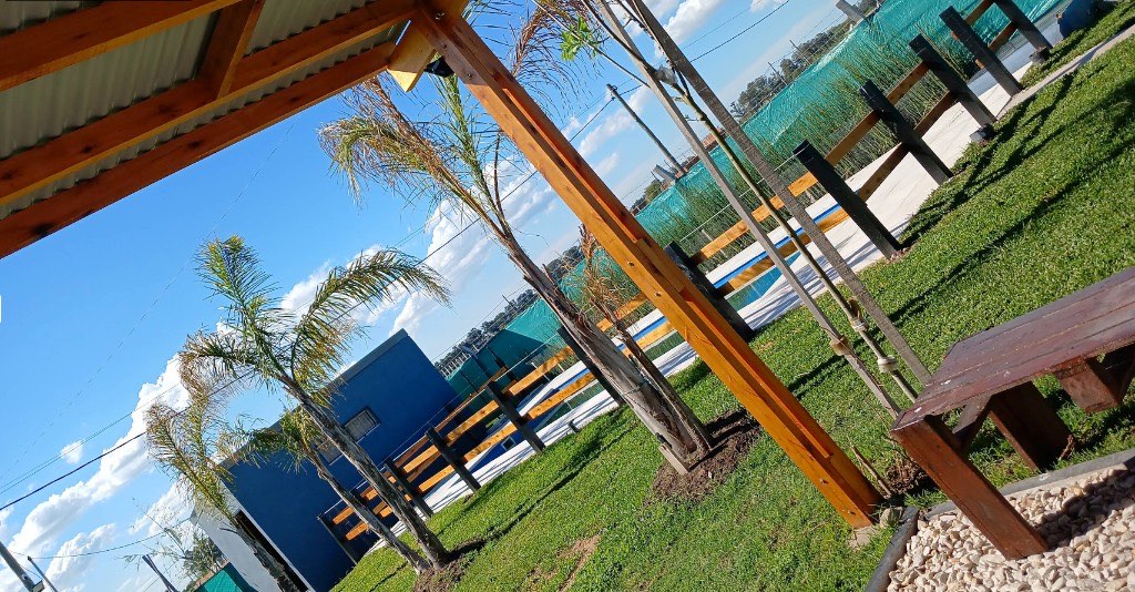 Palmeras, cerco y pileta en Quinta Los Teros